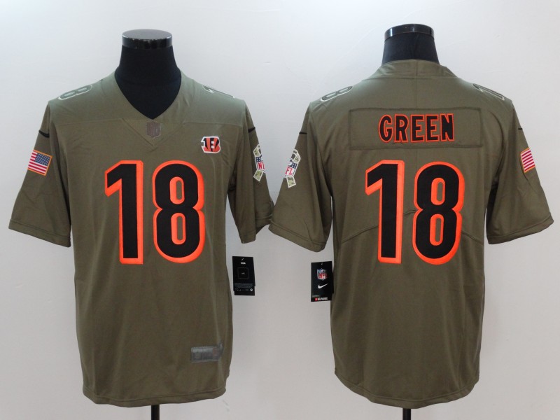 Men Cincinnati Bengals #18 Green Nike Olive Salute To Service Limited NFL Jerseys->seattle seahawks->NFL Jersey